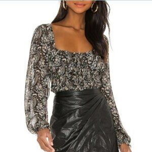Free People Smocked Tiered Paisley Cropped Top in XS